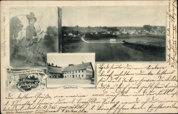 Postcard Osterzell im Allgäu Swabia, panorama, inn