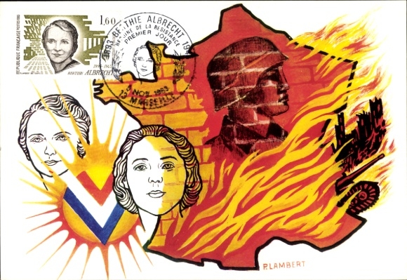 Maximum Postcard French resistance fighter Berty Albrecht, Berthie