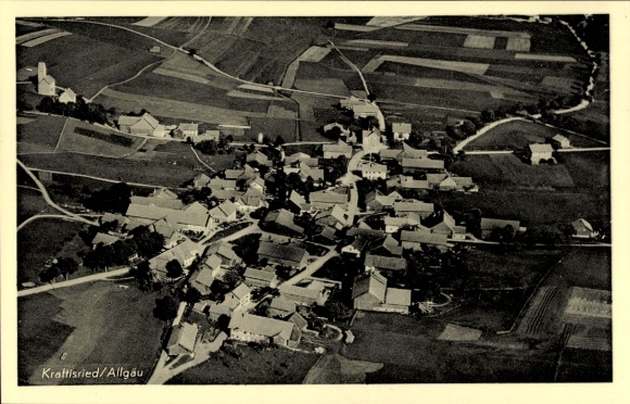 Postcard Kraftisried in Allgäu, aerial photograph