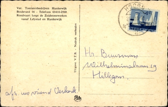 Postcard Harderwijk Gelderland Netherlands, saloon ship MS Veluwe