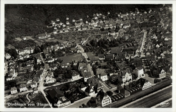 Postcard Plochingen am Neckar, aerial view of numerous houses, rural surroundings
