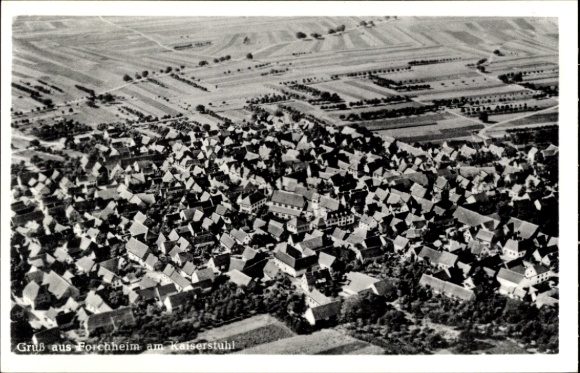 Postcard Forchheim am Kaiserstuhl, aerial photograph