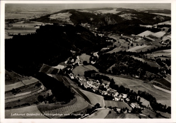 Postcard Goldmühl Bad Berneck in the Fichtelgebirge Bavaria, aerial photograph