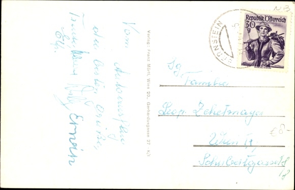 Postcard Bernstein Burgenland Austria, Gasthof Hanel, Panorama, Burg