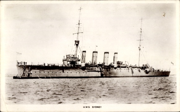 Postcard British warship, HMS Sydney