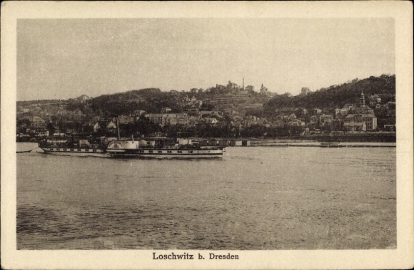 Ak Dresden Loschwitz, Gesamtansicht, Dampfer