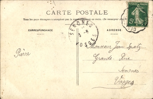 Postcard Gérardmer Lorraine Vosges, train station, skiers