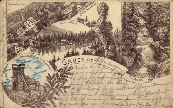 Precursor Chromo-Litho Sasbachwalden in the Black Forest, Mummelsee, Hornisgrinde, Brigittenschloss, Gaishölle