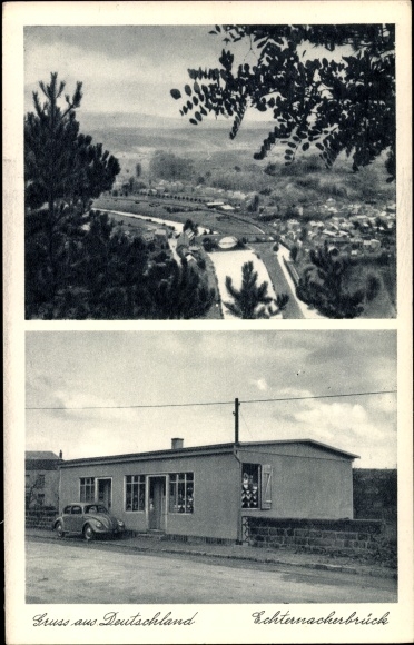 Postcard Echternacherbrück Bitburg-Prüm Rhineland Palatinate, department store Ries, panorama