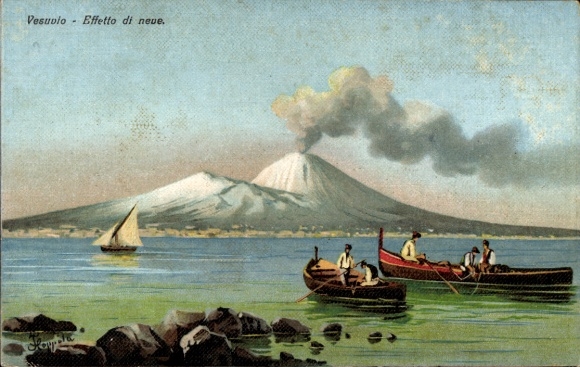 Artist PC Napoli Naples Campania, Vesuvius, Effetto di neve