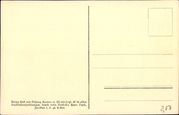 Song Postcard Soph, Hans, Mei Stübela, Ore Mountain dialect no. 8th
