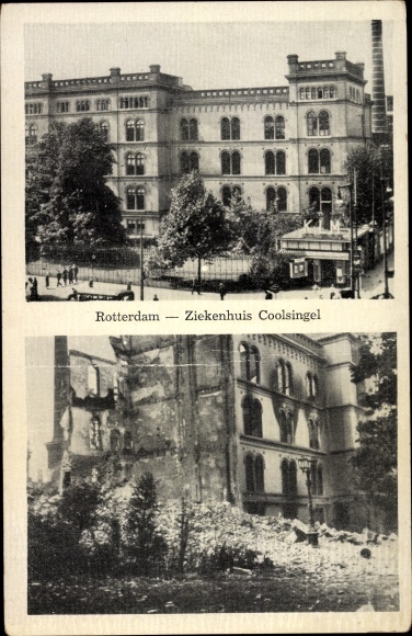 PC Rotterdam South Holland Netherlands, Ziekenhuis Coolsingel, ruins, war destruction II. WW