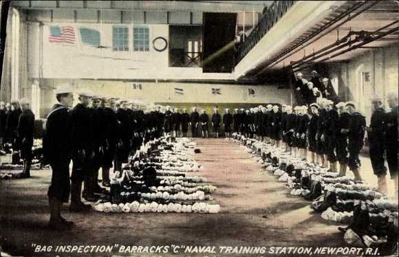 Ak Newport Rhode Island USA, Naval Training Station, Barracks C, Bag Inspection