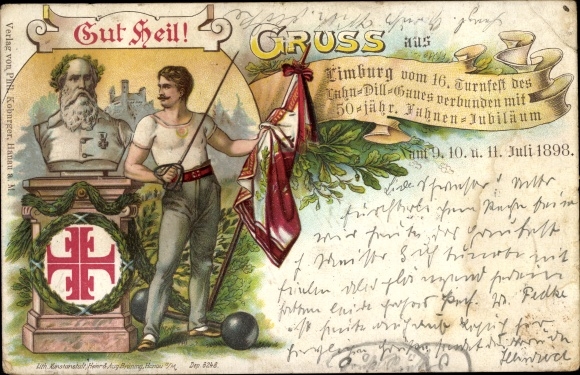 Chromo-Litho Diez an der Lahn, 16th gymnastics festival of the Lahn Dill district in 1898
