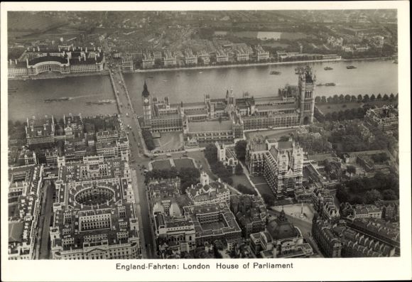 Collector's card Zeppelin World Tours, London England, House of Parliament, aerial photo, Club, St. George
