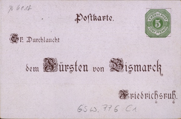KP pocztowa Książę Otto von Bismarck, 80. urodziny 1 kwietnia 1895