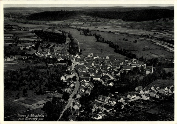 Postcard Singen Remchingen in Enzkreis, aerial photograph