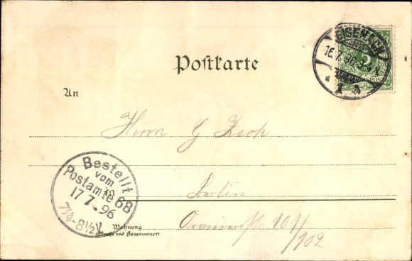 Chromo-Litho Lutherstadt Eisenach in Thuringia, Bach monument, Wartburg, Luther monument, coat of arms