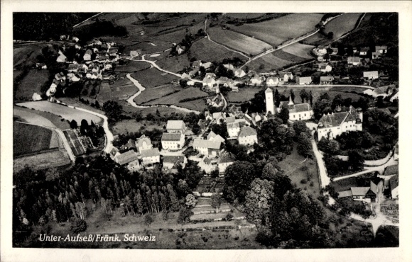 Postcard Aufseß Franconian Switzerland, aerial photograph