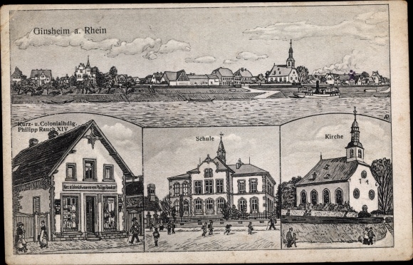 PC Ginsheim Gustavsburg am Rhein, school, church, grocery store, Pernat