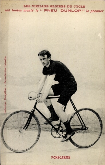 Ak Radrennfahrer Ponscarme, Pneu Dunlop, Reklame