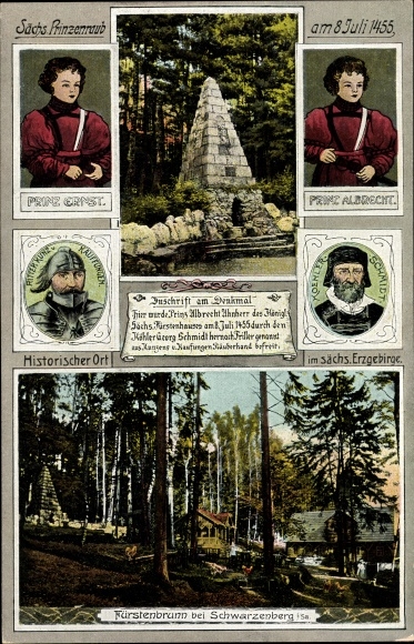 Postcard Waschleithe Grünhain Beierfeld in the Ore Mountains of Saxony, Prince&#39;s room 1455, Fürstenbrunn