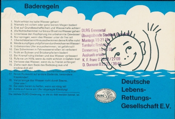 Schedule German Life Saving Society EV, Bathing Rules, Frogs