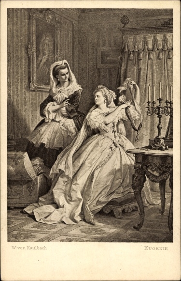 Artists Postcard Kaulbach, Friedrich August, Eugenie, two women
