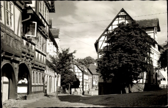 Ak Schwalenberg in Lippe, Straßenpartie, Fachwerkhäuser, Café