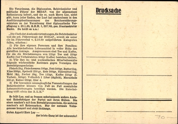 Postcard Robert Ley, DAF Reichsleiter, quote from the attack of October 12, 1943