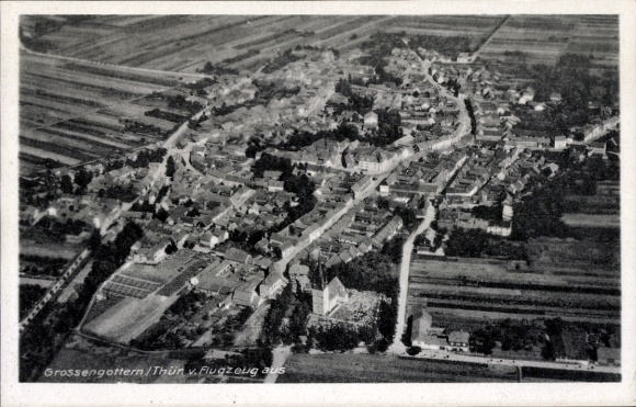 Postcard Großengottern in Thuringia, aerial photograph