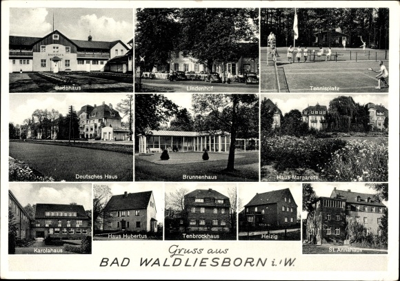 Postcard Bad Waldliesborn Lippstadt in the Soest district of North Rhine-Westphalia, bathhouse, German house, heating