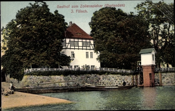 Ansichtkaart Hamburg Bergedorf Kirchwerder, Gasthof zum Zollenspieker, Boot Flora
