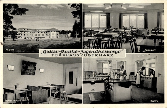 Postcard Torfhaus Altenau Schulenberg Clausthal Zellerfeld in the Upper Harz, Gustav Bratke Youth Hostel