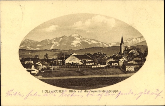 Passepartout PC Holzkirchen in the Miesbach district of Upper Bavaria, view of the Wendelstein Group, Hauslbrau