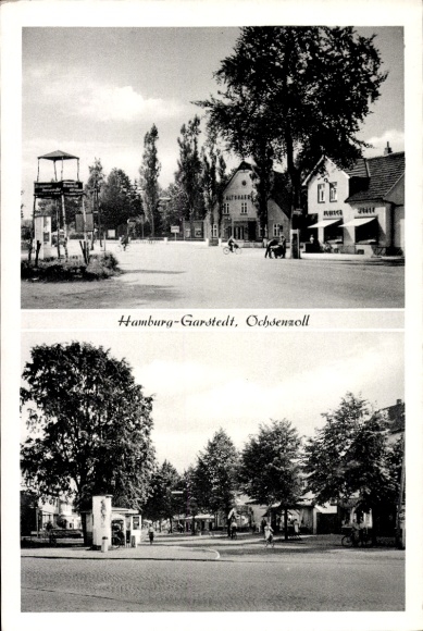 Postcard Hamburg Nord Langenhorn Garstedt Ochsenzoll, street section, shops