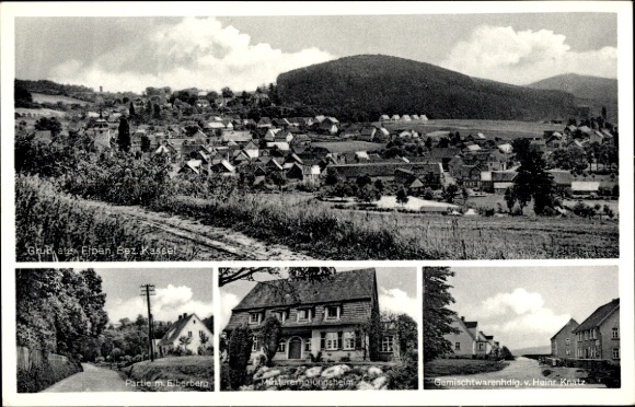 Postcard Elben Naumburg in Hesse, view of the town, rest home, general store, Elberberg