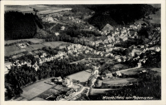 Postcard Wippra Sangerhausen am Harz, aerial photograph