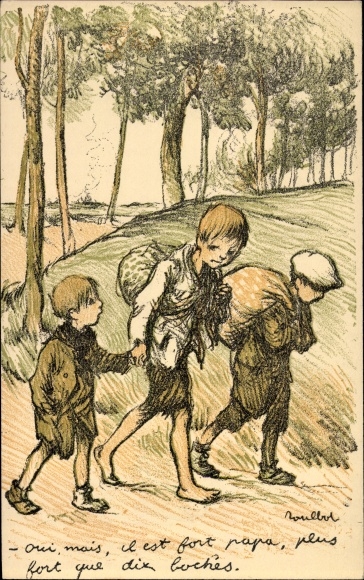 Artist Postcard Poulbot, Francisque, He is strong dad, stronger than ten Boches