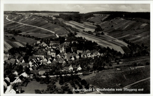Postcard Brackenheim an der Zaber Württemberg, view of Brackenheim from the air, orchards, per