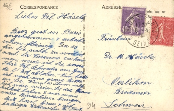 Postcard La Varenne Val de Marne, boarding school Pigier School of Paris