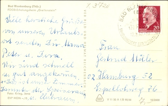 Postcard Bad Blankenburg in Thuringia, FDGB convalescent home Greifenstein