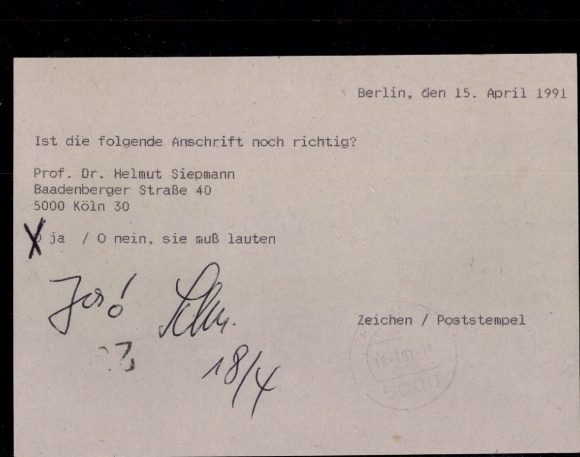 Michel nr 676 (2) w sprawie sprawdzenia adresu kurierskiego, stempel pocztowy Hanover Berlin, pociąg 00240