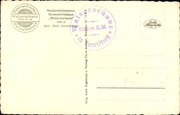 Postcard Riezlern Mittelberg in Vorarlberg, Walserschanz, Grenzwirtshaus, border
