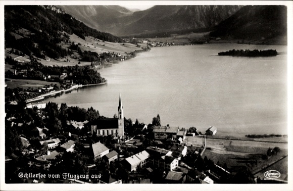 Postcard Schliersee in Upper Bavaria, aerial photograph