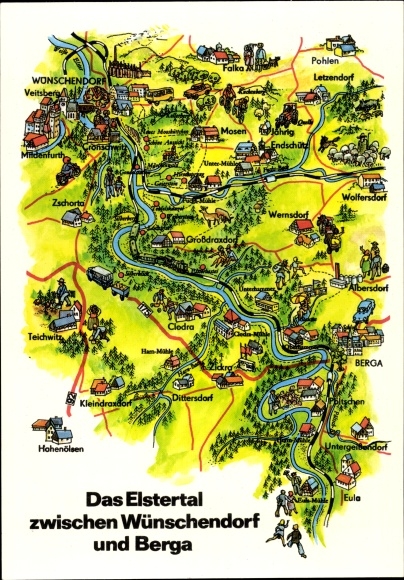Kaarten Ansichtkaart Wensdorp aan de Elster, Elstertal tot Berga