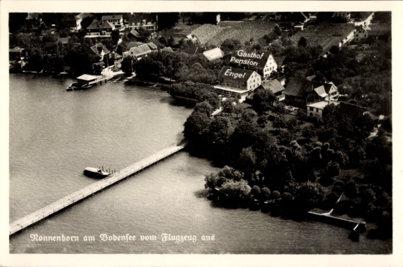 Ak Nonnenhorn am Bodensee, Fliegeraufnahme, Gasthof u. Pension Engel