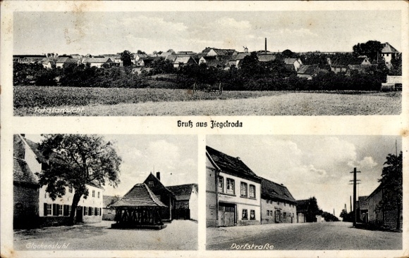 Ak Ziegelroda Querfurt im Saalekreis, Gruß aus  Dorfstraße, ländliche Szenerie,  Architektur