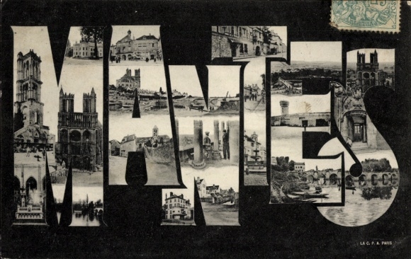 Letters Postcard Mantes Yvelines, meeting, avenue, bridge, church, tower
