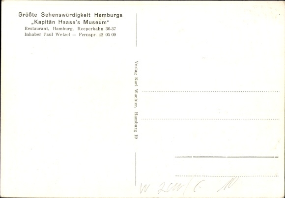 Postcard Hamburg St. Pauli, Reeperbahn, Captain Haase Museum, owner B. Weberus, interior view, diving suit